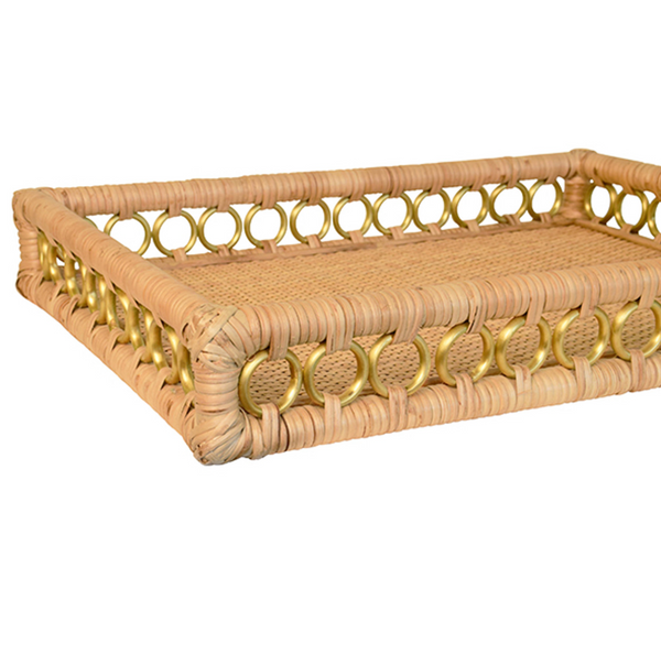 Tango Rattan Serving Tray w/Brass Rings