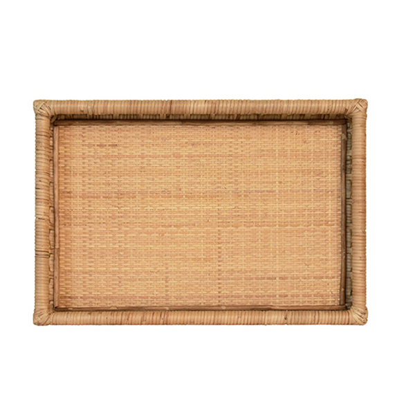 Tango Rattan Serving Tray w/Brass Rings