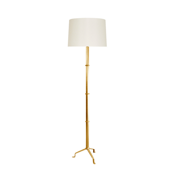 Alvaro Gold Leaf Floor Lamp w/Silk Shade