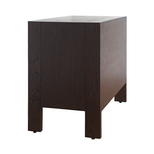 Andre Two Drawer Side Table w/Brass Knobs- Espresso Oak, Natural Oak or White Lacquer