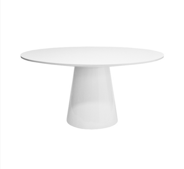 Hamilton 59" Round Pedestal Dining Table - Glossy White Lacquer