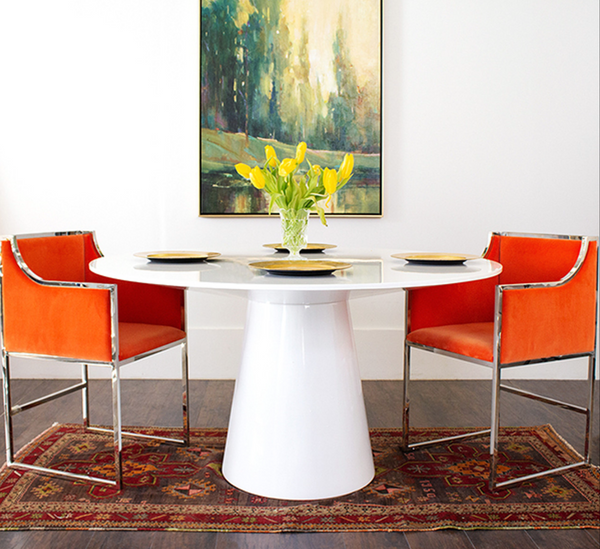 Hamilton 59" Round Pedestal Dining Table - Glossy White Lacquer