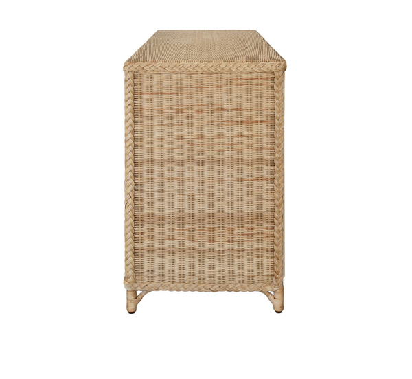 Evander Four Door Buffet - Wrapped Rattan w/Brass Door Pulls