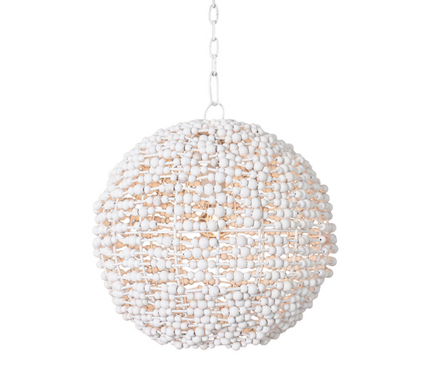 Leena Whitewash Wood Bead Pendant Light
