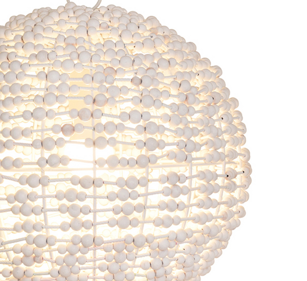 Leena Whitewash Wood Bead Pendant Light