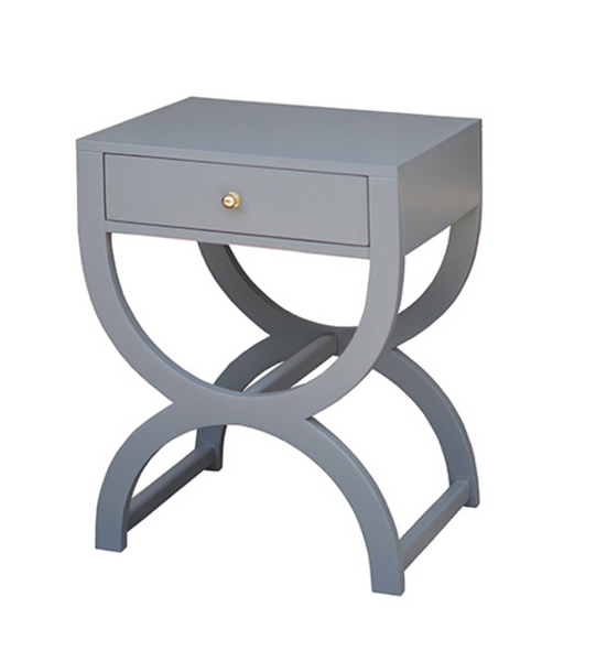 Alexis One Drawer Side Table - Matte Grey Lacquer