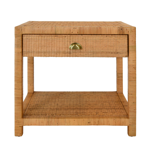 Reed Natural Rattan One Drawer Side Table