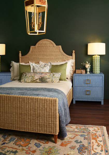 Chamberlain Rattan Bed Frame -Arched Headboard, Footboards, & Side Rails