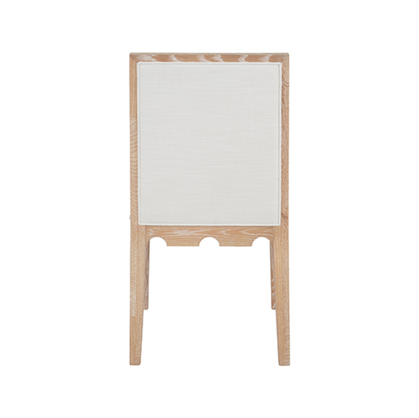 Lanister Cerused Oak Square Back Dining Chair with White Performance Linen Back & Seat