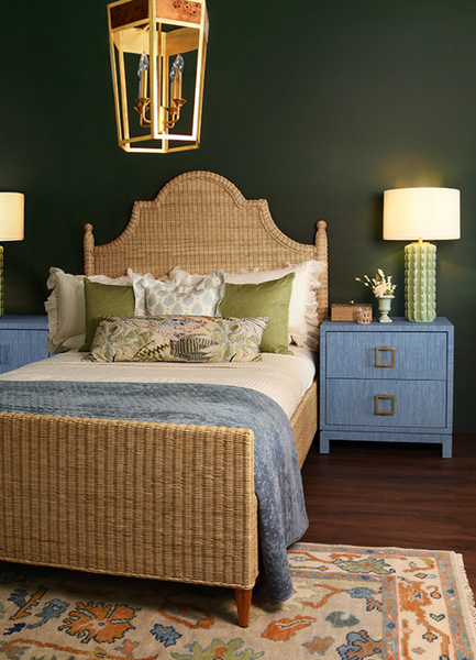 Reynolds Four Light Burlwood and Gold Metal Hexagon Pendant Light