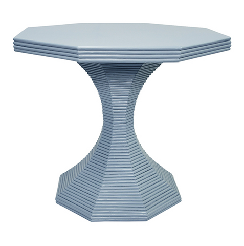 Octavia 36" Octagonal Light Blue Rattan Feature Table