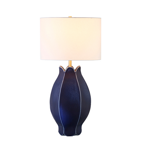 Mae Navy Glazed Ceramic Table Lamp with Shade