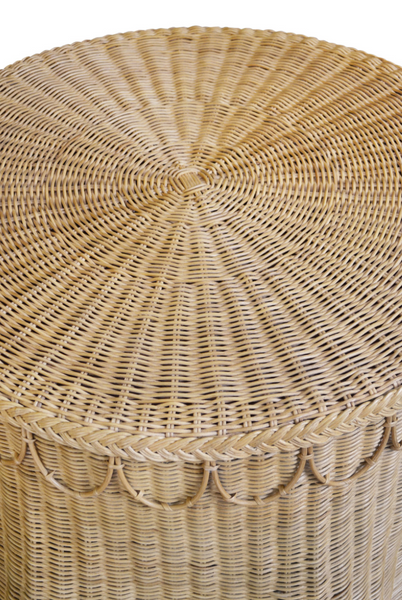 Giada Natural Woven Rattan Round Coffee Table with Scalloped Skirt