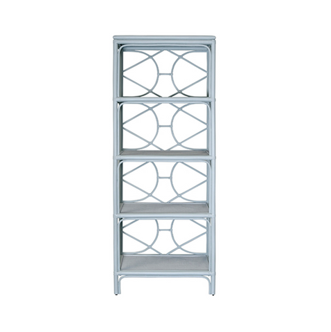 Danielle Light Blue Rattan Multi Shelf Etagere
