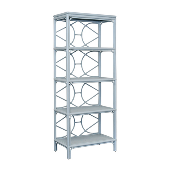 Danielle Light Blue Rattan Multi Shelf Etagere