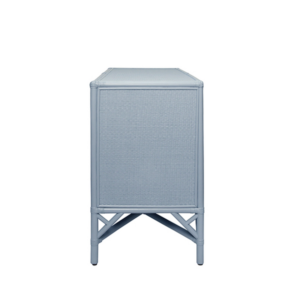 Eleanor Light Blue Rattan Buffet with Four Rope Front Doors