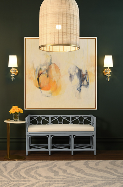 Demi Stacked Hemisphere Acrylic & Antique Brass Wall Sconce with White Linen Shade