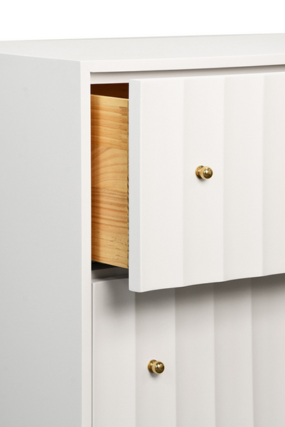 Angus Fluted Matte White Lacquer Four Drawer Chest