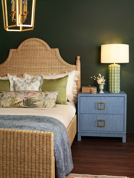 CeCe Celadon Glazed Scalloped Ceramic Table Lamp with White Linen Shade, Brass Accent, and Celadon Ceramic Finial