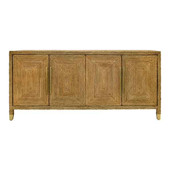 Casey Wrapped Rope Four Door Buffet With Satin Brass Hardware