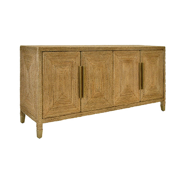 Casey Wrapped Rope Four Door Buffet With Satin Brass Hardware