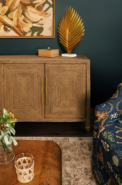 Casey Wrapped Rope Four Door Buffet With Satin Brass Hardware