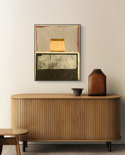 Barbara Beck 1960s Abstract Mixed Medium Paper Construction Art Piece
