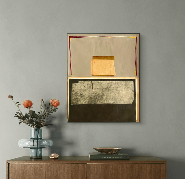 Barbara Beck 1960s Abstract Mixed Medium Paper Construction Art Piece