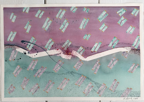 Barbara Beck 1984 Abstract Watercolor Painting on Paper