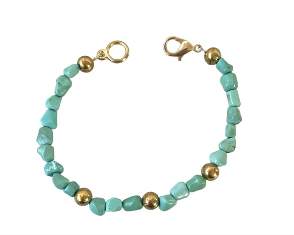 Turquoise and Gold Tone Beaded Bracelet - Designed by Matthew Izzo