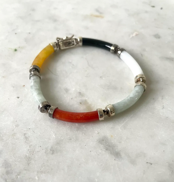 Vintage Jade and Sterling Silver Bracelet