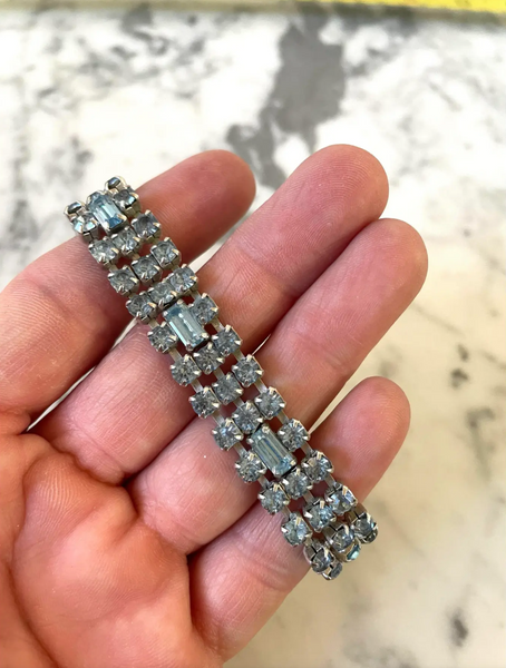 Mid-Century Aqua Blue Rhinestone Bracelet