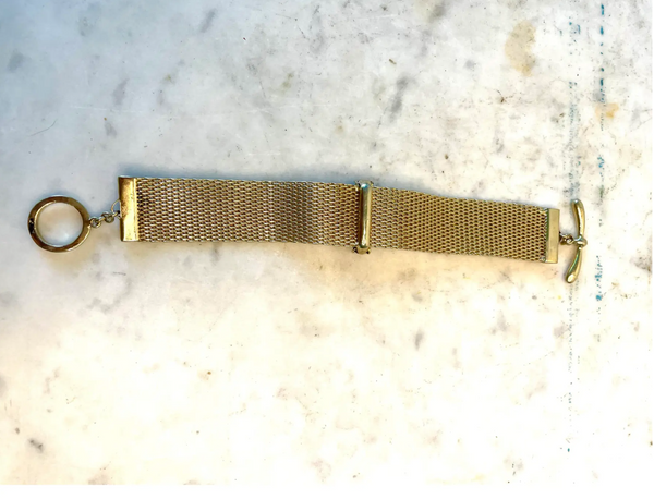 1980s Vintage Monet Gold Tone and Ruby Rhinestone Bracelet - Stamped