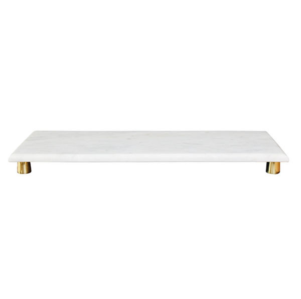 Beck White Marble Tray With Brass Feet