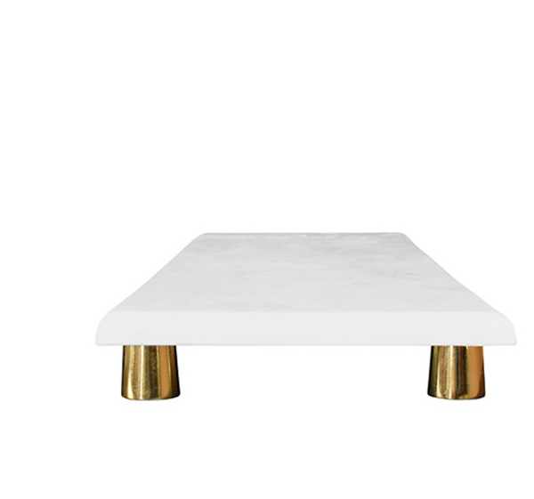 Beck White Marble Tray With Brass Feet