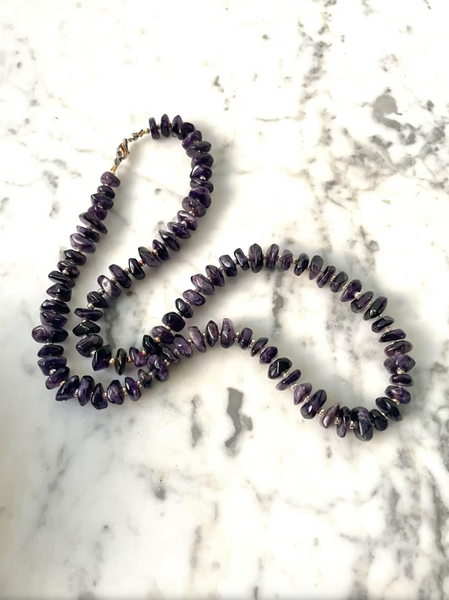 24" Vintage 1980s Amethyst Beaded Necklace