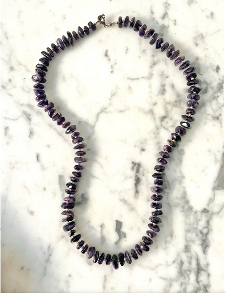 24" Vintage 1980s Amethyst Beaded Necklace