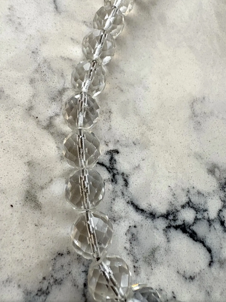 15" Vintage Arte Deco Crystal and Sterling Silver Necklace with Hoop Clasp