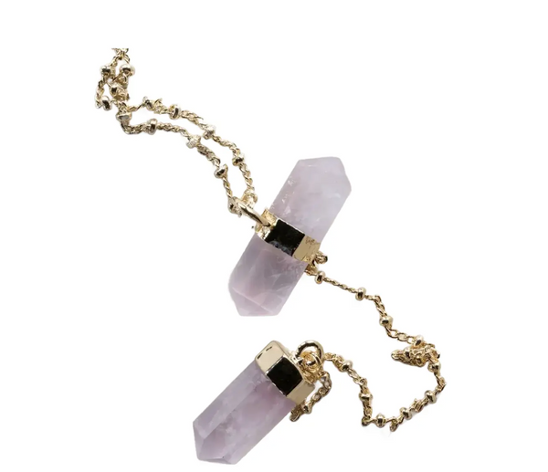 18" Rose Quartz and Gold Plated Chain Necklace