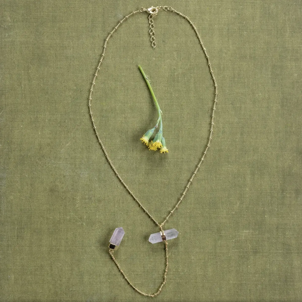 18" Rose Quartz and Gold Plated Chain Necklace