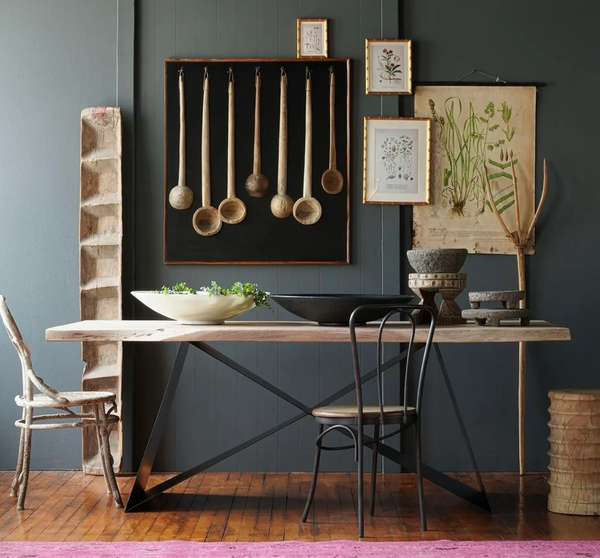 Lenox Raw Edge Acacia Wood X Pedestal Dining Table