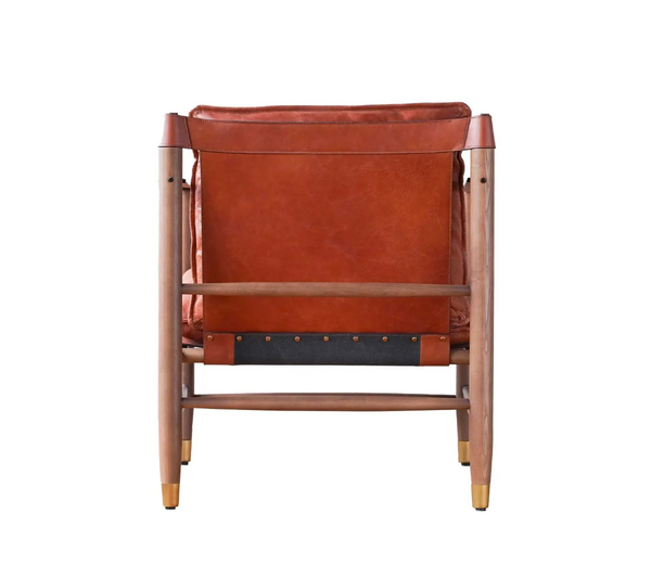 Hemingway Tawny Italian Leather and Ash Wood Lounge Chair