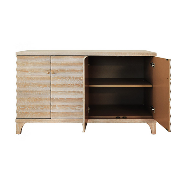 Gates Cerused Oak Four Door Buffet with Horizontal Fluted Detail