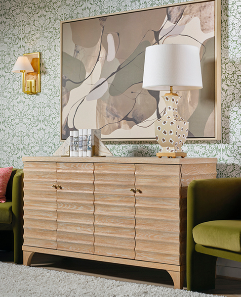 Gates Cerused Oak Four Door Buffet with Horizontal Fluted Detail