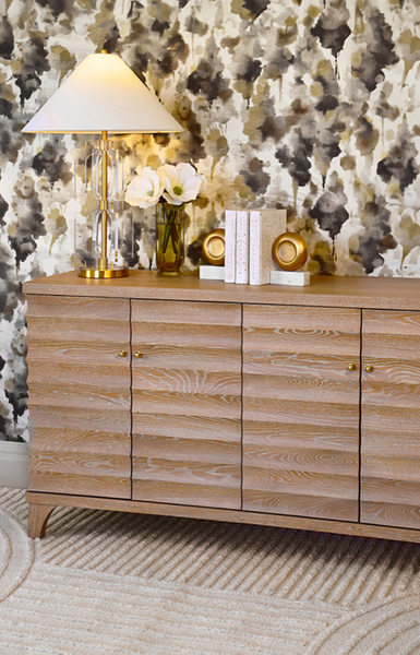 Gates Cerused Oak Four Door Buffet with Horizontal Fluted Detail