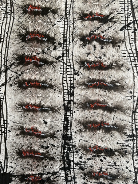 Barbara Beck 1970s Abstract Acrylic Painting on Paper
