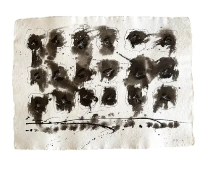 Barbara Beck 1970s Abstract Acrylic Painting on Paper