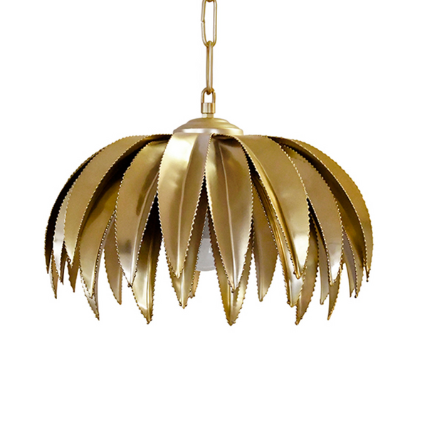 Fifi Antique Brass Palm Leaf Pendant Light