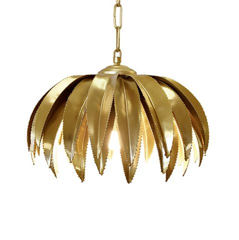 Fifi Antique Brass Palm Leaf Pendant Light