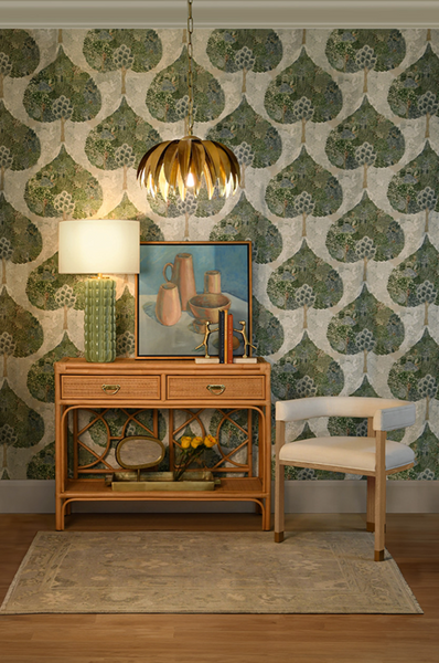 Fifi Antique Brass Palm Leaf Pendant Light